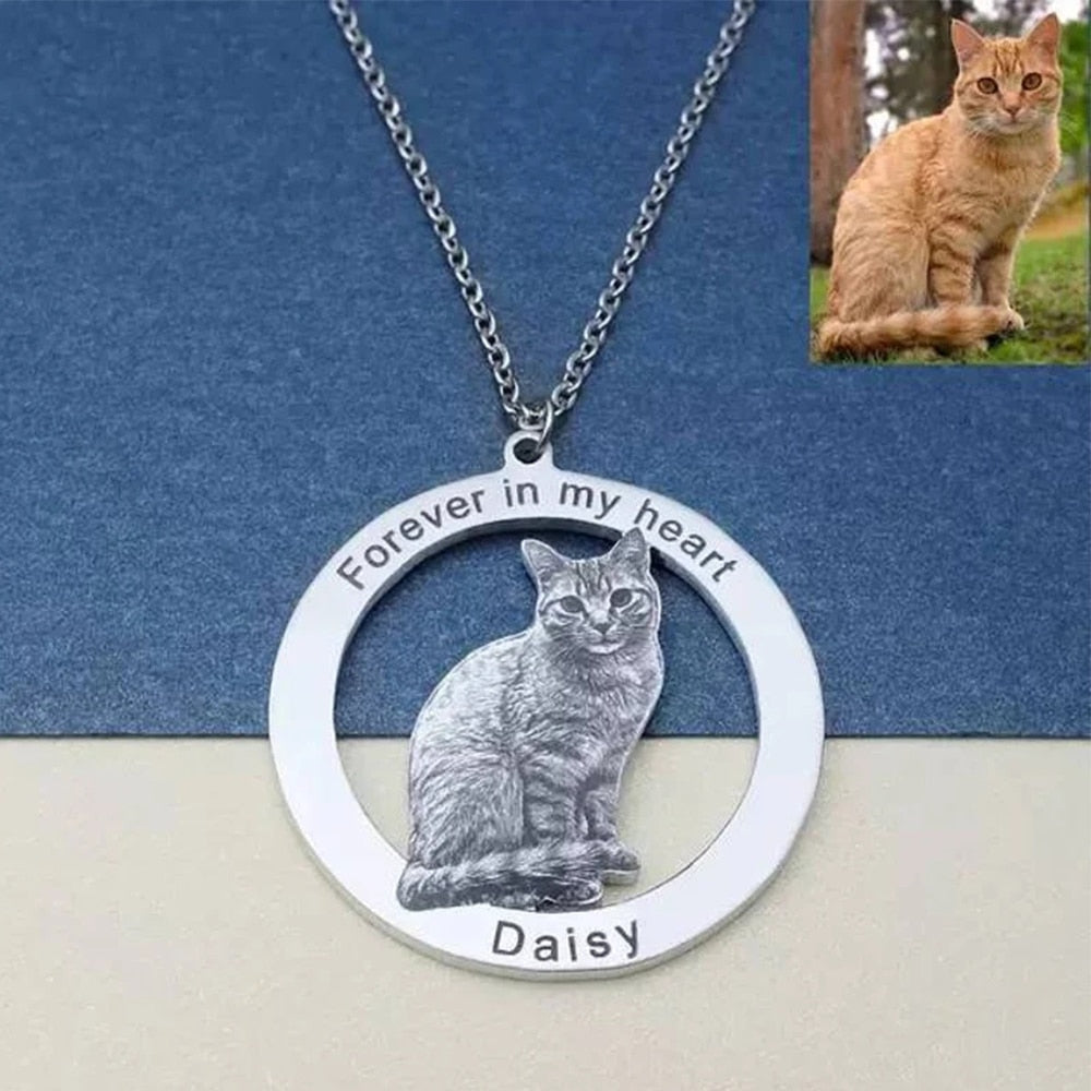 Personalized Pet Photo Necklace Engraved Pets Pendant Gifts  Handmade Custom Dog Cat Keychain Memory Jewelry Picture Pendants