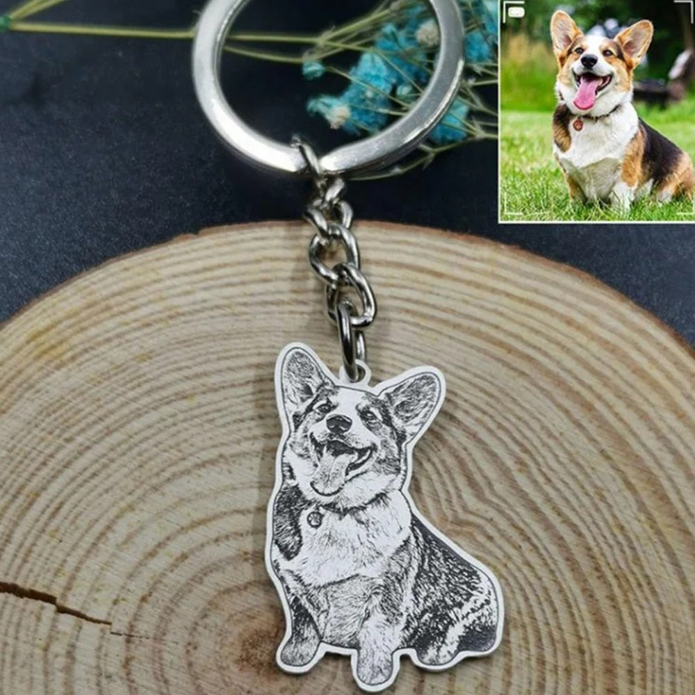 Personalized Pet Photo Necklace Engraved Pets Pendant Gifts  Handmade Custom Dog Cat Keychain Memory Jewelry Picture Pendants