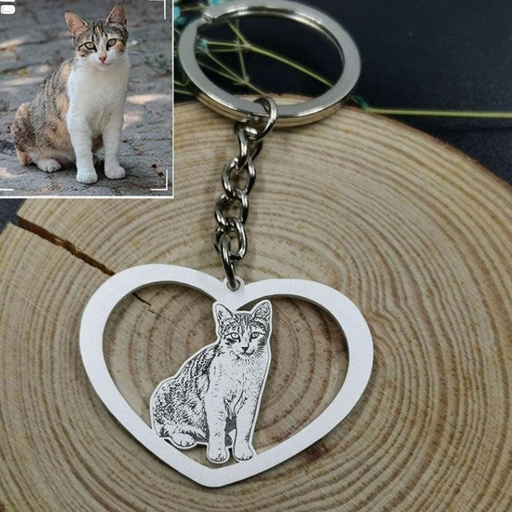 Personalized Pet Photo Necklace Engraved Pets Pendant Gifts  Handmade Custom Dog Cat Keychain Memory Jewelry Picture Pendants