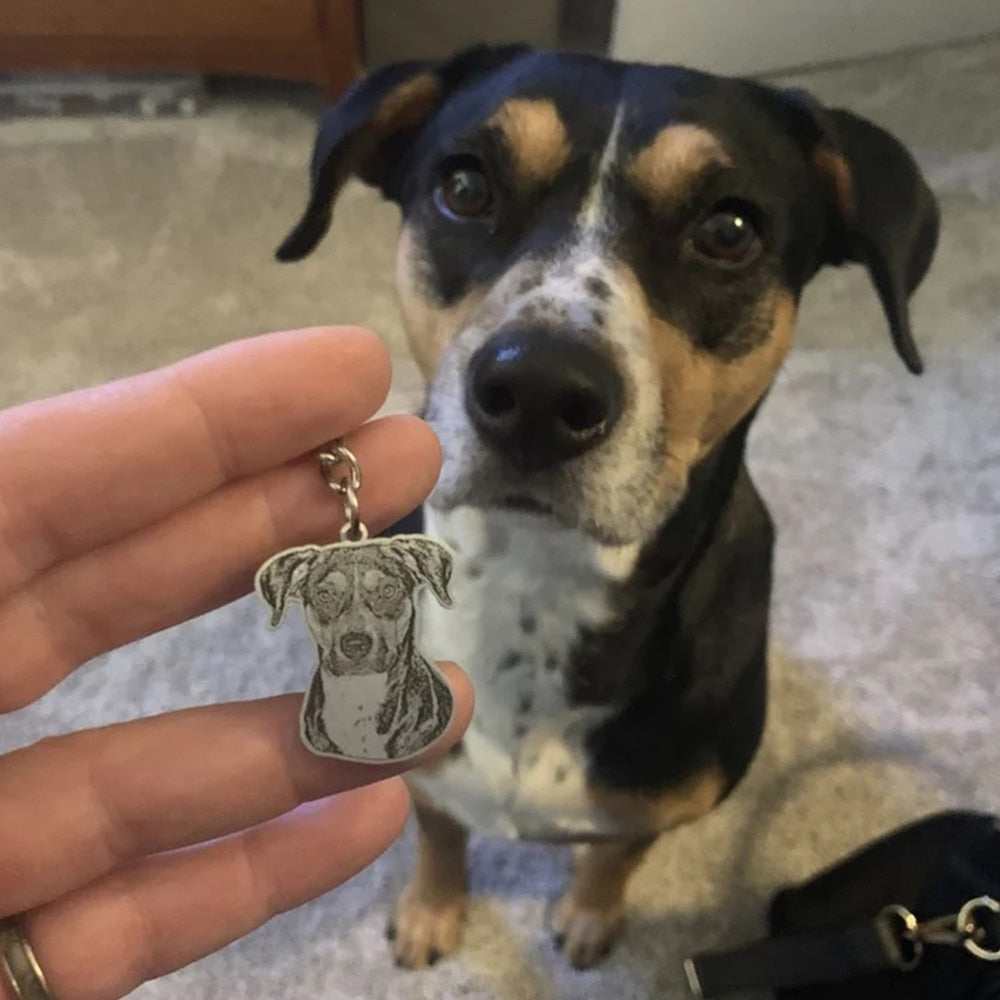 Personalized Pet Photo Necklace Engraved Pets Pendant Gifts  Handmade Custom Dog Cat Keychain Memory Jewelry Picture Pendants