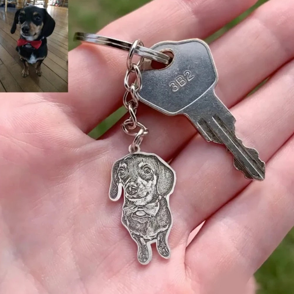 Personalized Pet Photo Necklace Engraved Pets Pendant Gifts  Handmade Custom Dog Cat Keychain Memory Jewelry Picture Pendants