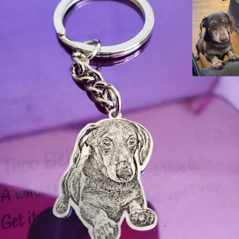 Personalized Pet Photo Necklace Engraved Pets Pendant Gifts  Handmade Custom Dog Cat Keychain Memory Jewelry Picture Pendants