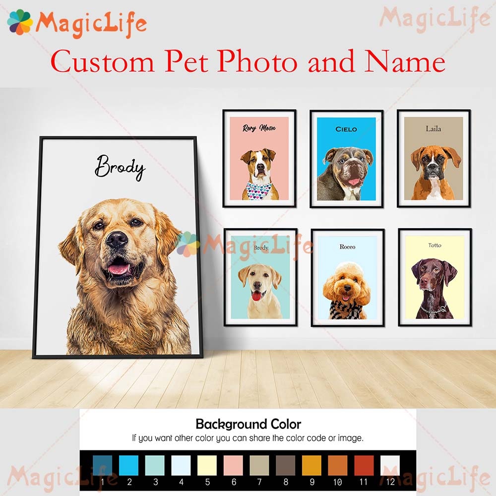 Custom Pet Photo and Name Canvas Paintings