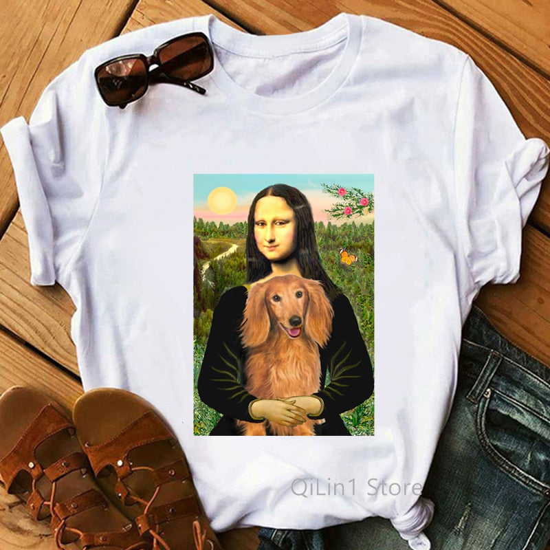 I Love My Dachshund Graphic Tees Women Funny White Short Sleeve Top Female T-Shirt Lady Tshirt Dog Lover Birthday Gift Vintage