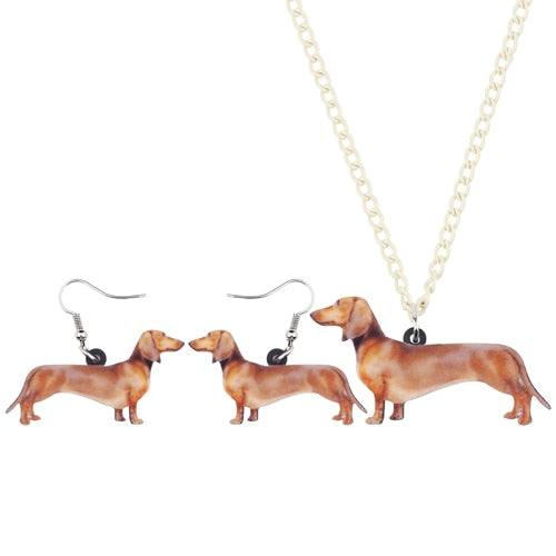 Dachshund Jewelry Set - Earrings and Necklace