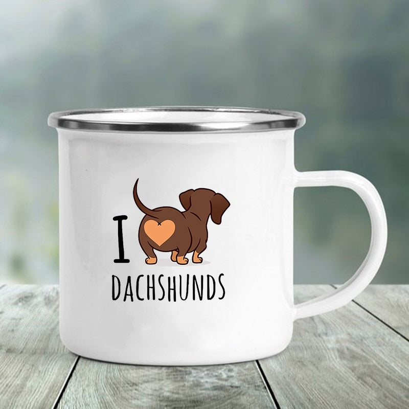 Enamel Cups for Dachshund People! They are going to want this one!