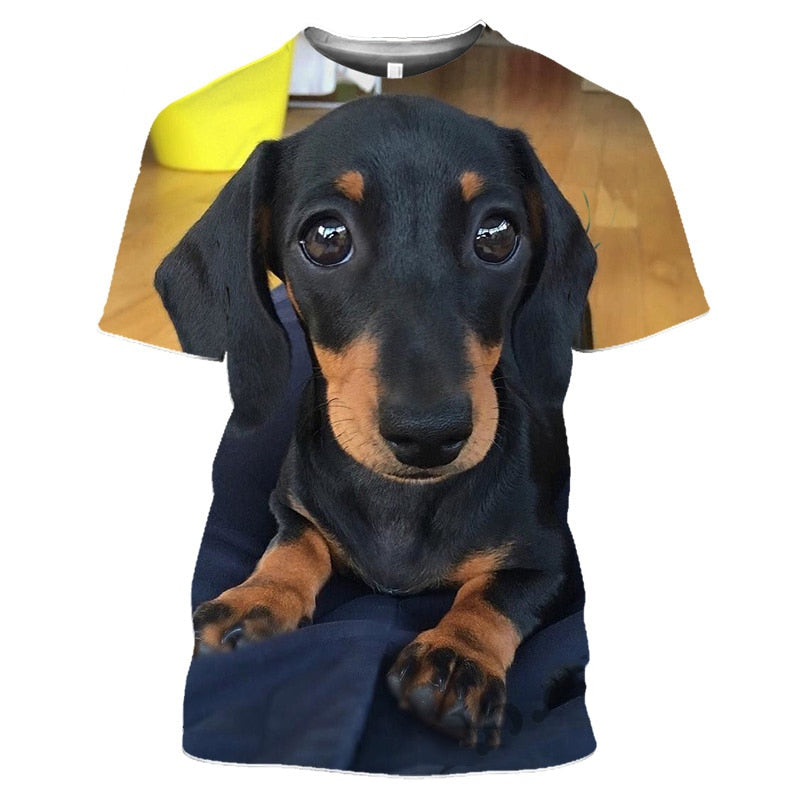 2023 Dachshund Print T-Shirt 3D, Perfect for Doxie Dads and Brothers, sizes S-4X