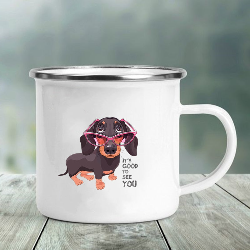 Enamel Cups for Dachshund People! They are going to want this one!