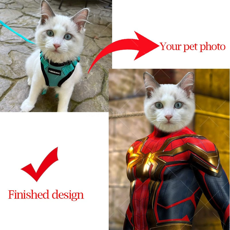 Spiderman - Ironman - Captain America = Personalized with Your Pet's photo!!!
Unbelievable and Unique!!!