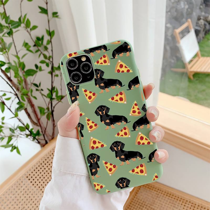 Dachshund Dog Phone Case for iPhone 11 12 13 Mini Pro Xs Max 8 7 6 6S Plus X XR Solid Candy Color Case